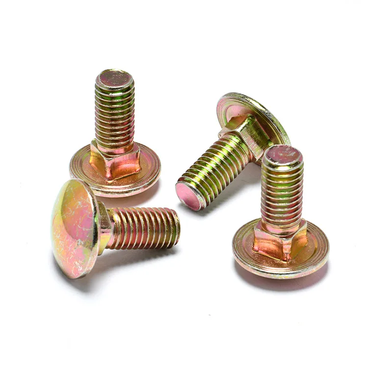 Grade 5 8 Din603 Carbon Steel Yellow Zinc Plated Mushroom Head Square Neck carriage bolt