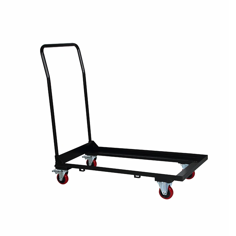 Warehouse Foldable Handle Big Wheel Heavy Duty Trolley Steel Platform Cart