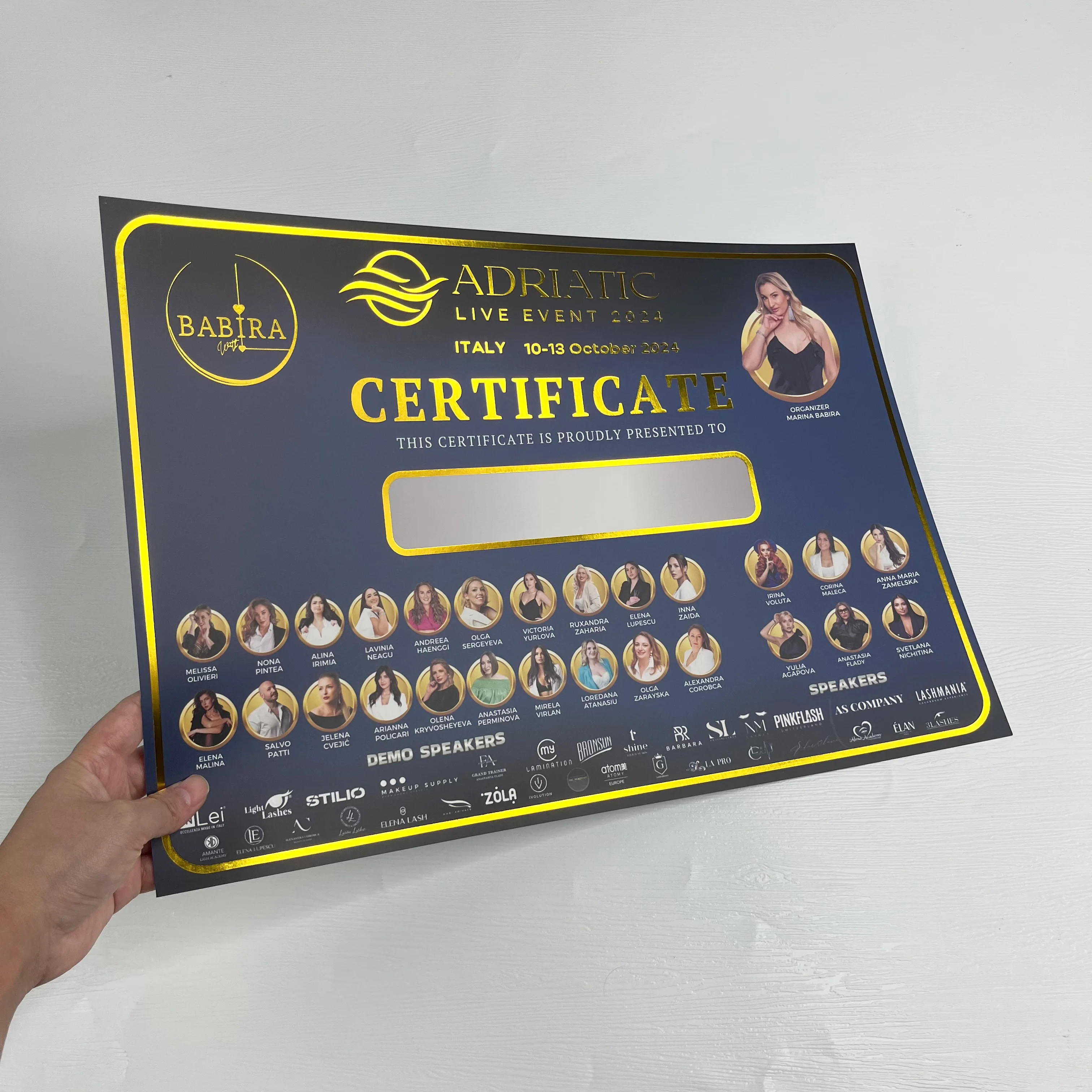 Custom gift certificate for business gold foil authenticity certificate gift certificate