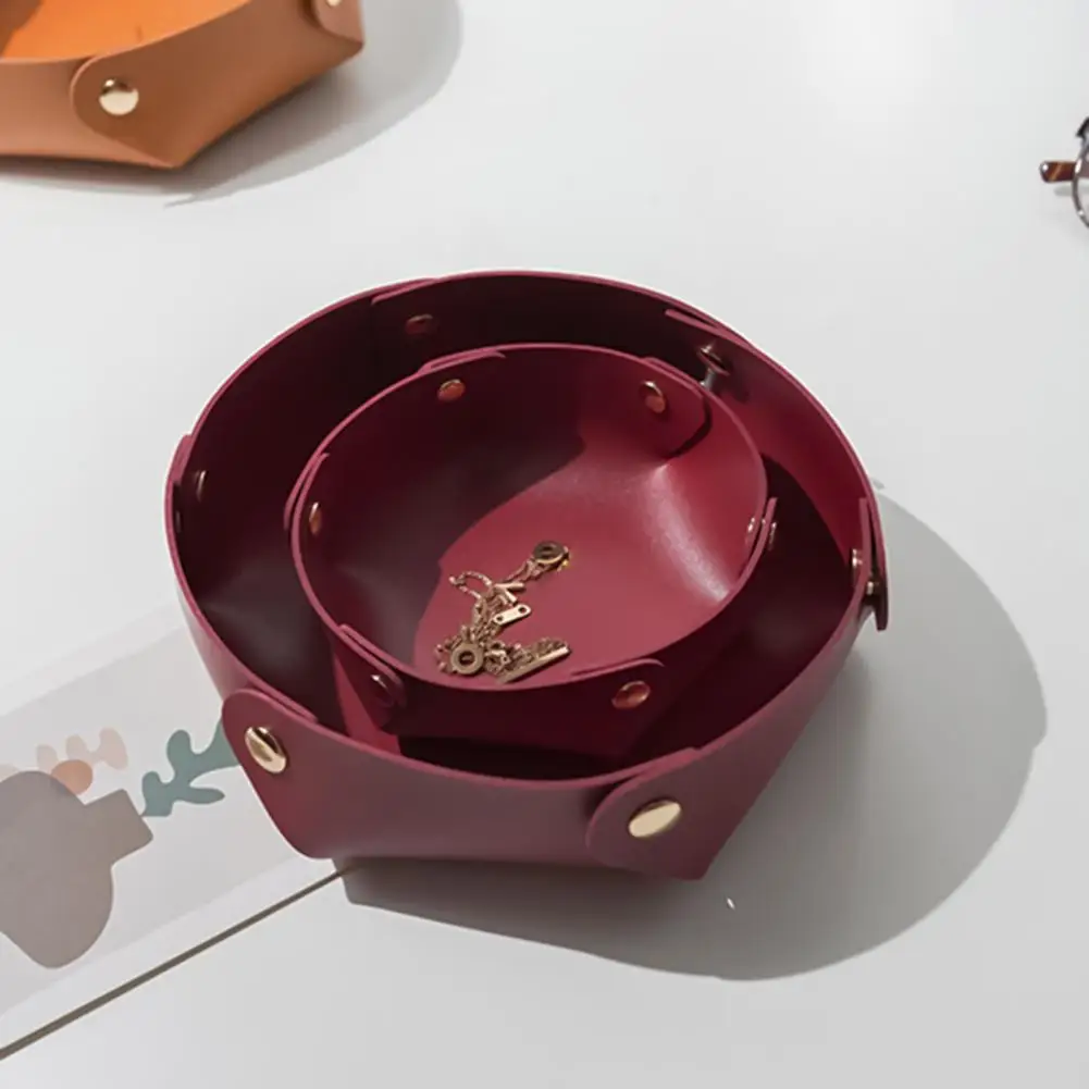 Luxury Blank Vanity Leather Trinket Storage Perfume Jewelry Cable Valet PU Decoration Tray