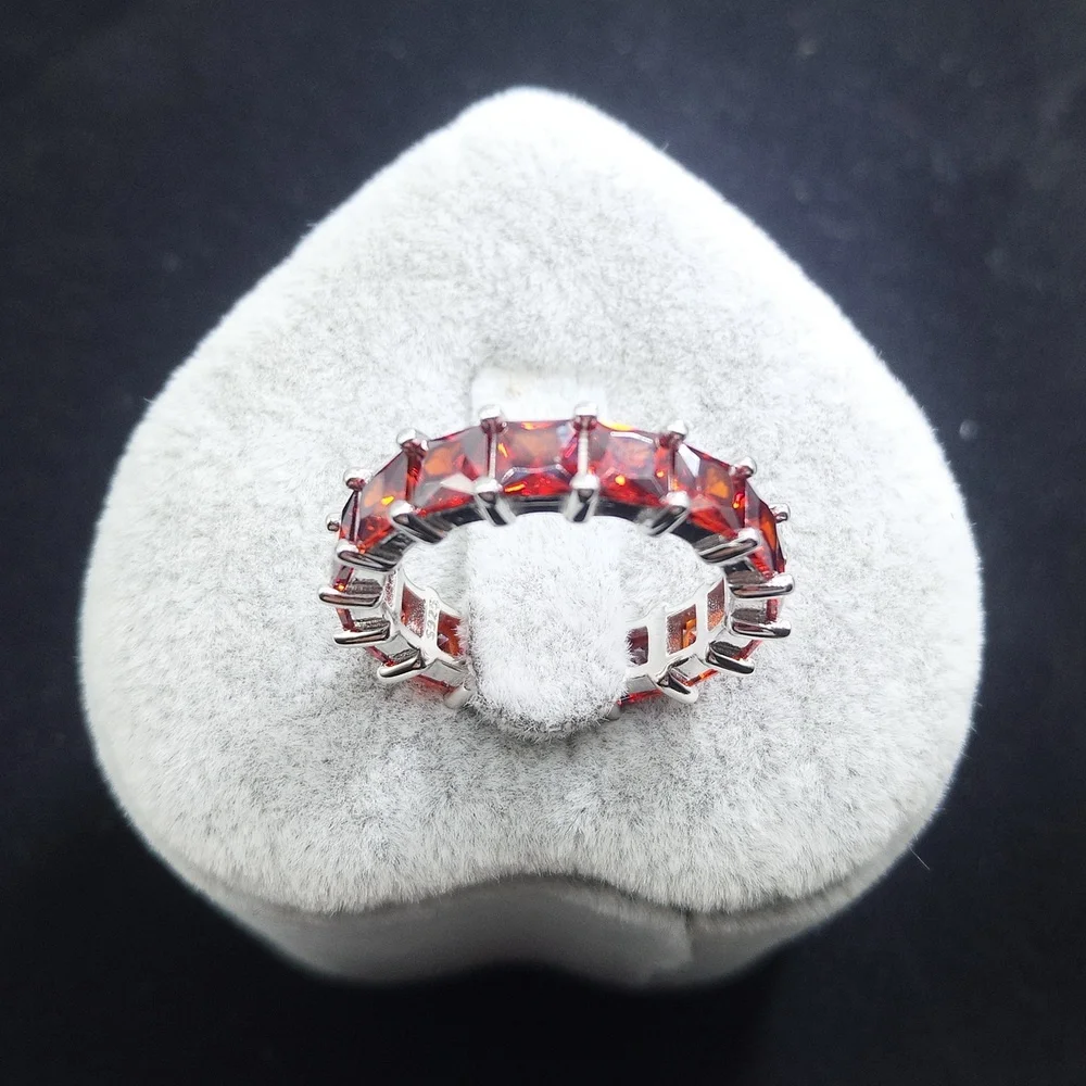 Jewelry Hot Sale 925 Sterling Silver Ring Square Princess Cut Eternity Band Princess Ring With Great Price