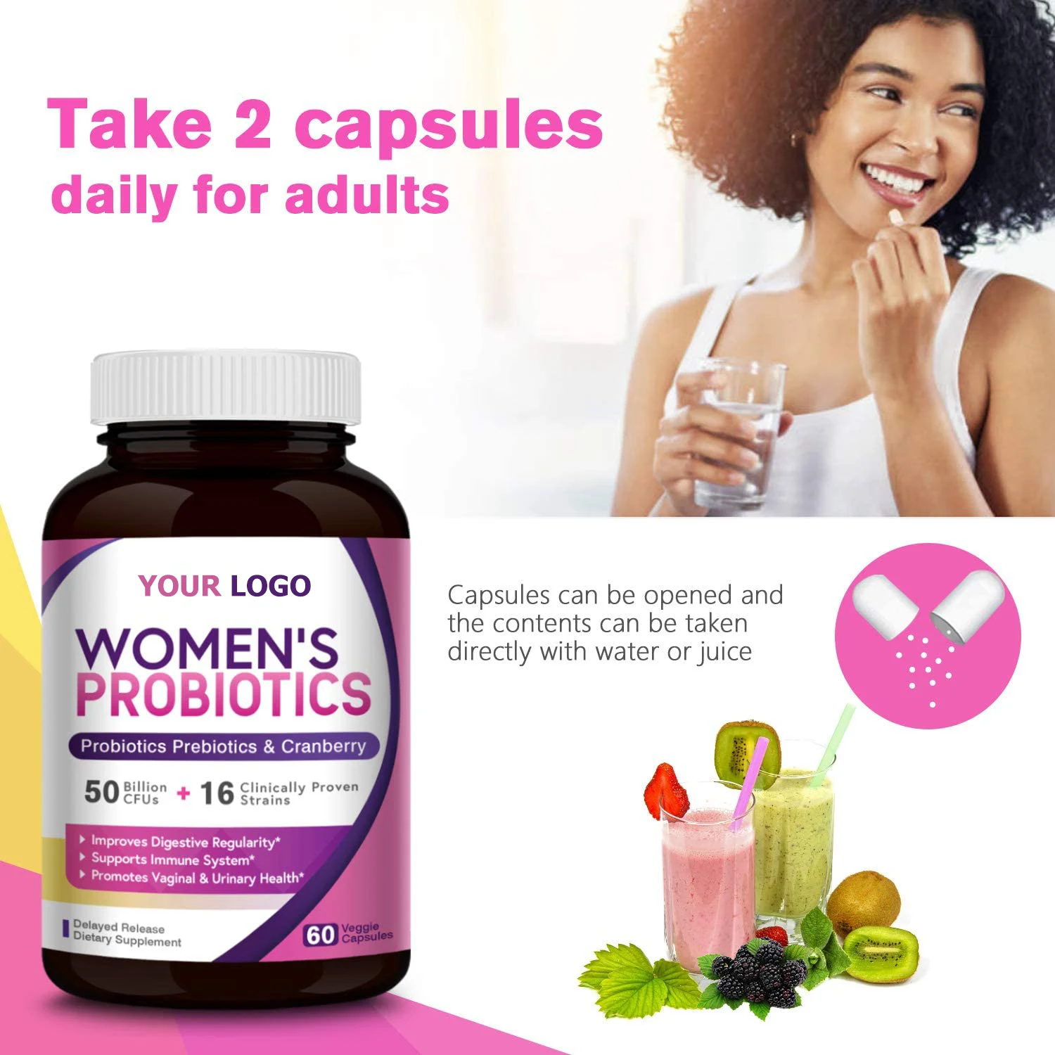 OEM/ODM Vegan Digestive Probiotic Supplement women weight loss body slim Probiotic Capsule