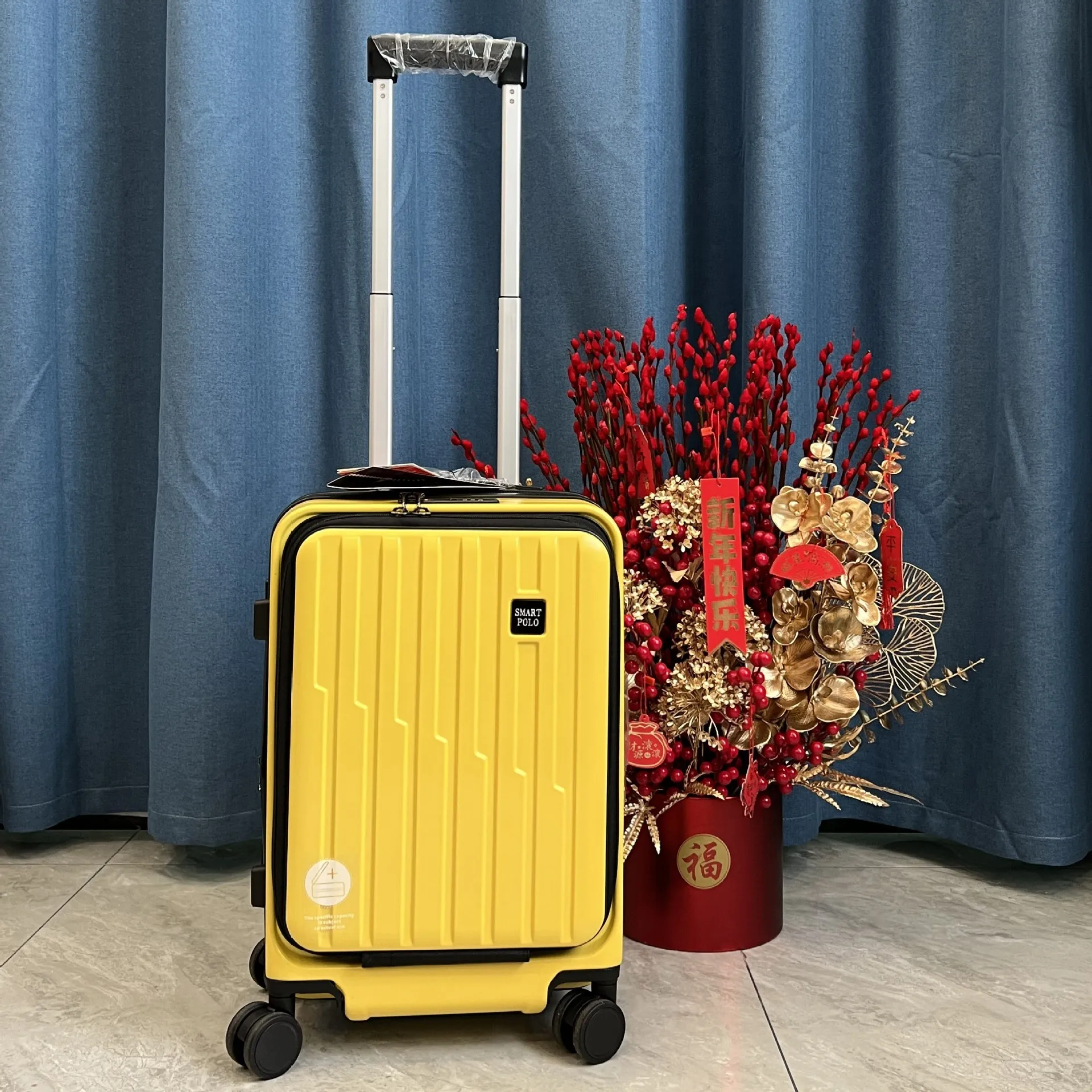 PC hard-sided suitcase with USB charging port Suitcase New carry-on suitcase with front laptop cabin luggage