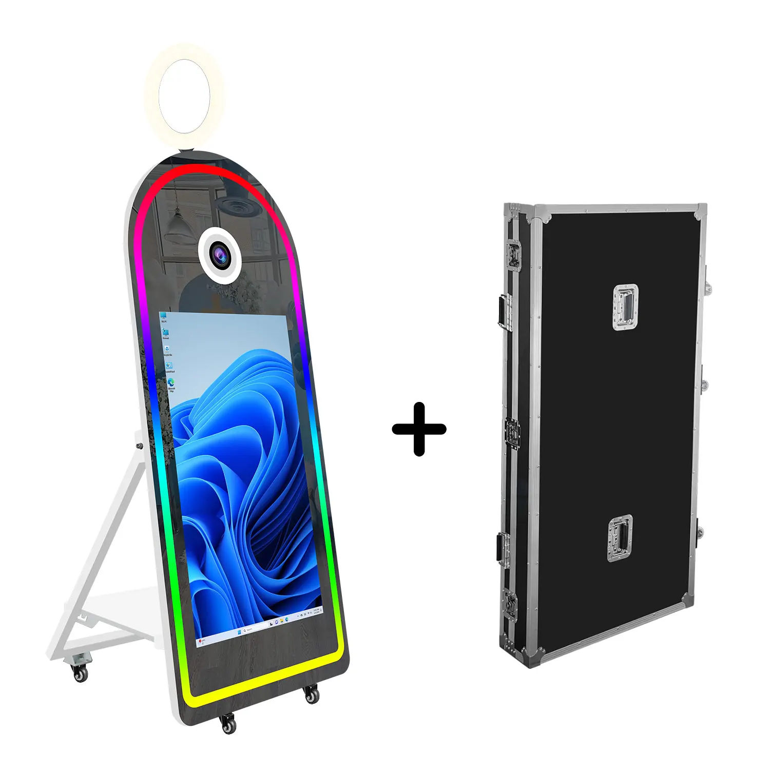 Camera   Arch Mirror Photo Booth With 43Inch Touch Screen Magic Mirror Photobooth With Printer For Party Wedding