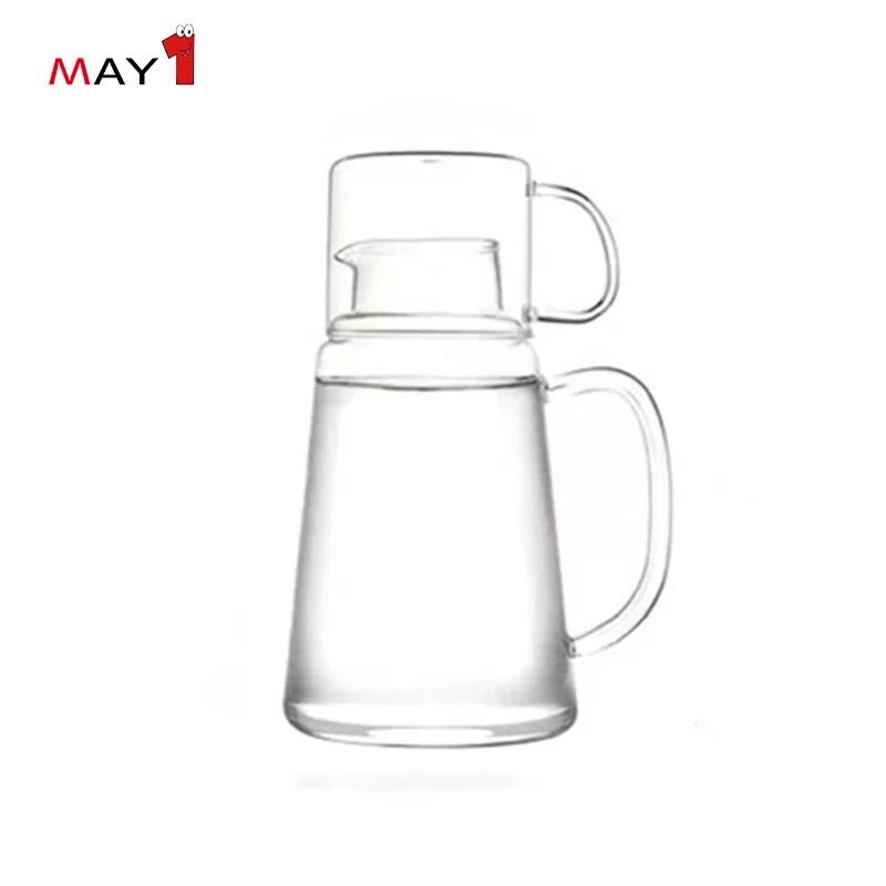 
High Quality Clear Cup Cover Hand Blown Cooking Glass Tea Coffee Pitcher 