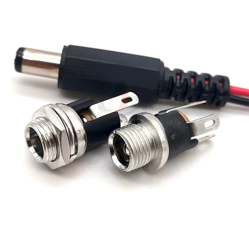 12V 3A DC021 DC025 Plastic Female Socket Panel Mount Jack 5.5*2.1mm 2.5mm DC Power Connectors Electrical Supplies