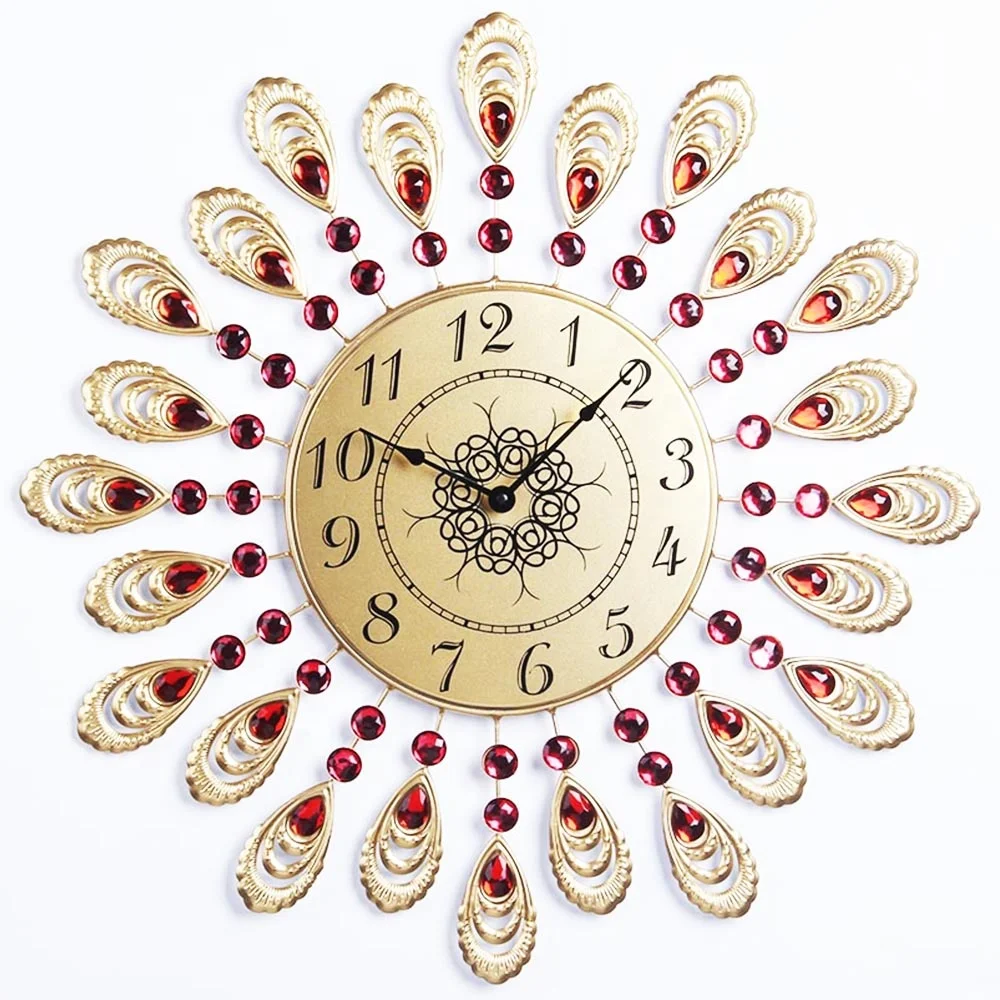 High Quality Fashion Home Decoration Metal Crafts Luxury Gold Wall Clock Decoration Living Room Wall