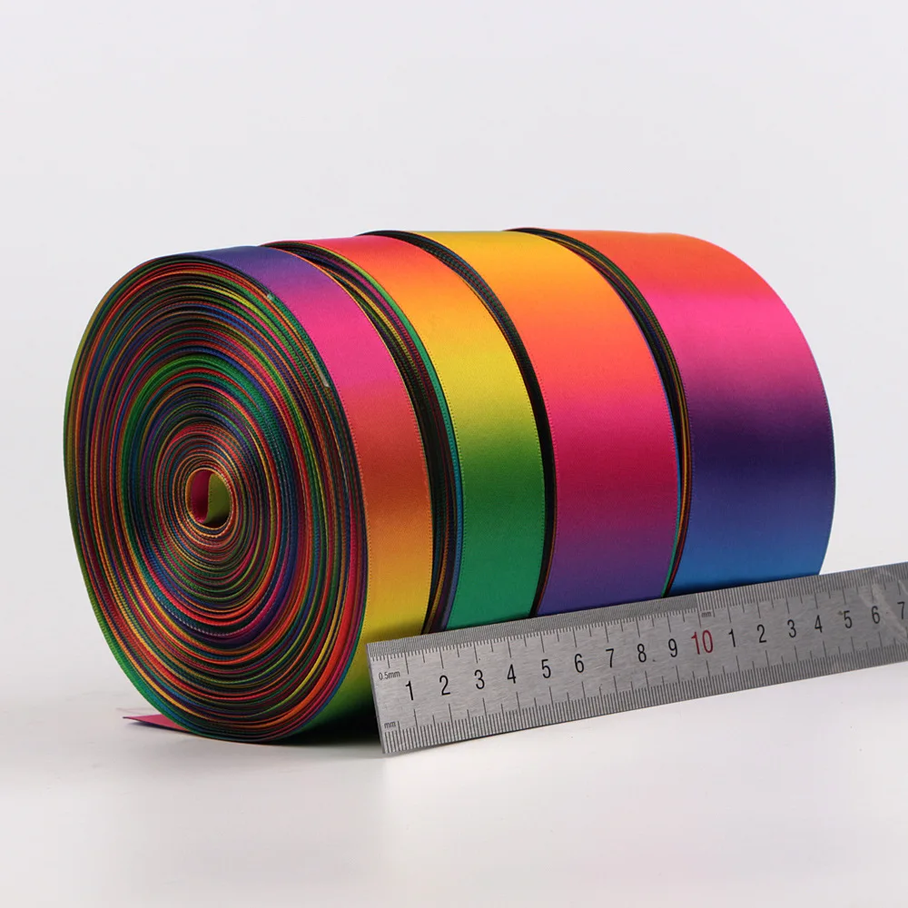 X01 Factory Price Popular Newest Design Satin Custom Printed Rainbow Ribbon