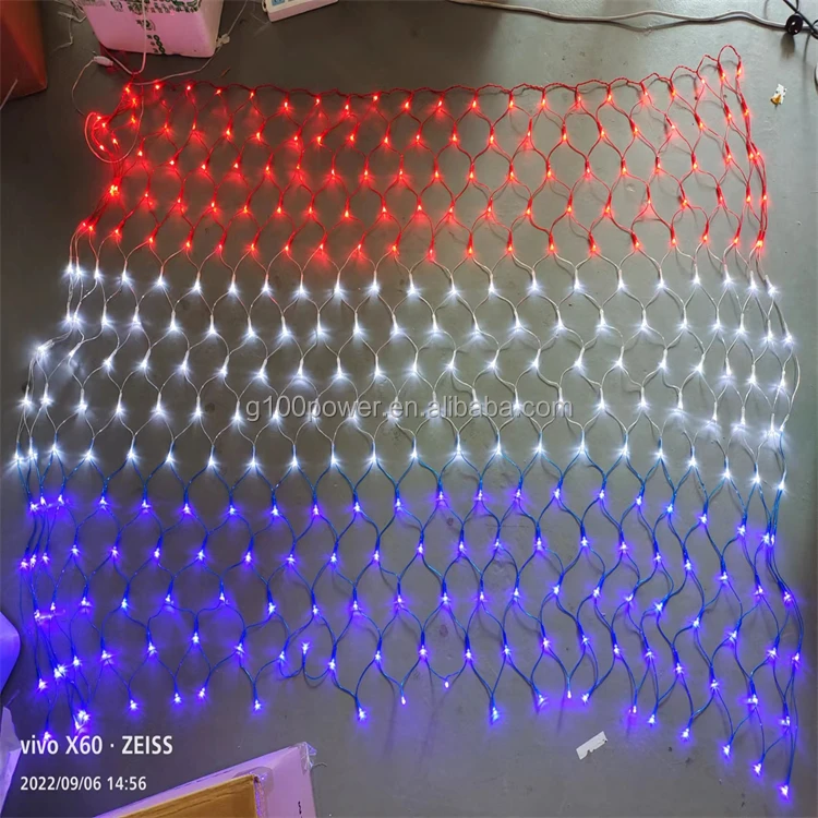 Hot Selling 420 LED American Flag Mesh Net Fairy lights for Independence day July 4th Memorial day