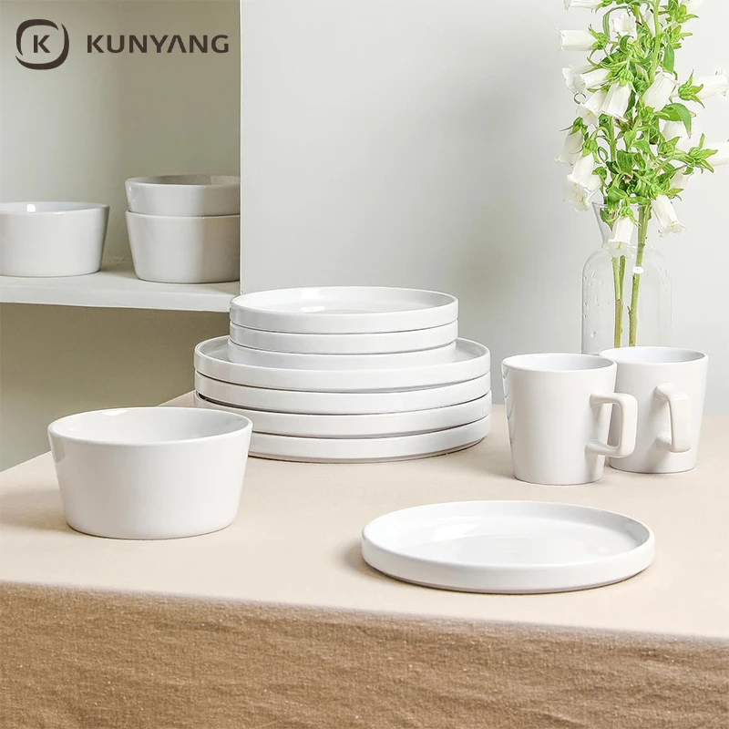 Cheap Wholesale Custom White Dinner Plate Set Ceramic Dinnerware Set For Home And Restaurant