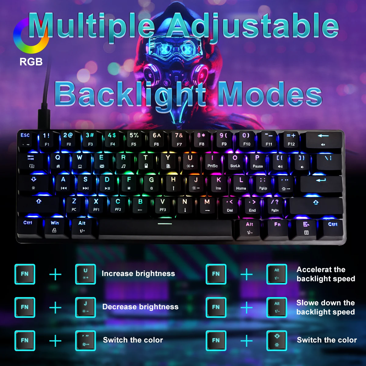 
Rgb wireless gateron switches abs mechanical double colors injection molding gaming black axis keyboard 