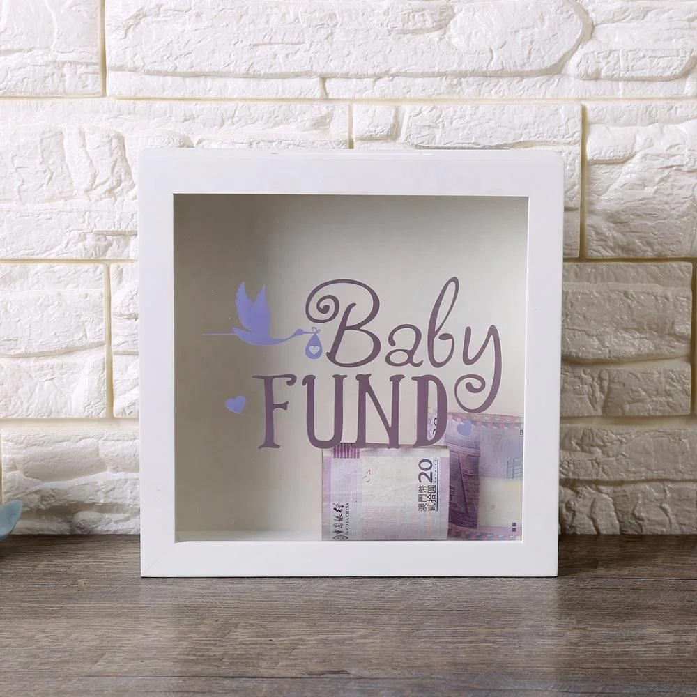 High quality wholesale coin money bank Fund wooden shadow box picture photo Frame For Home Decor