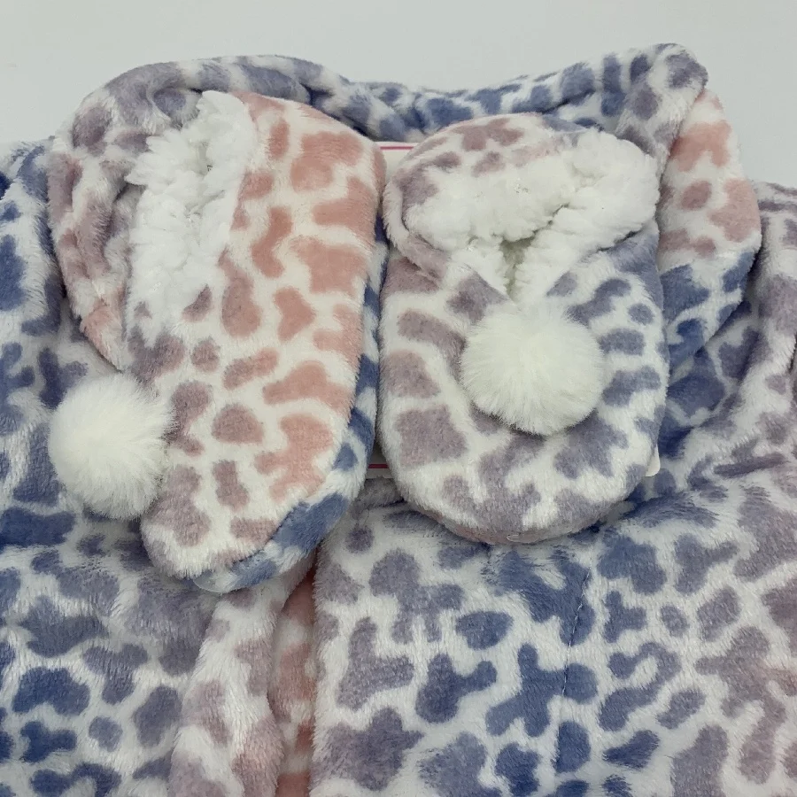 Super Soft Plush Baby Girls Bathrobe Set with Shoes OEM Service Zipper Closure Size 2T for Autumn Seasons Cotton Fabric