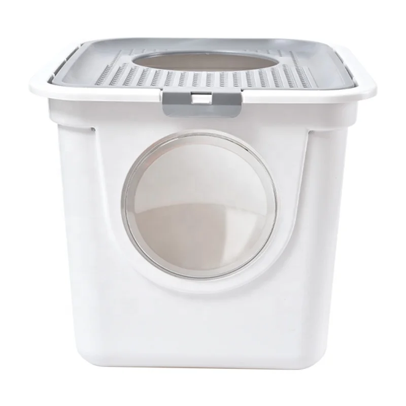 2020 New Type Pet Cat Litter Box Toilet Fully Enclosed Splash-Proof Cat Sandbox Double Door Top-in