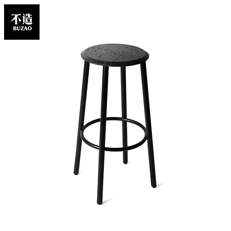 BUZAO Calm Bar Stool Home Modern Minimalist Casual Cafe Furniture Metal High Bar Chair For Bar Table