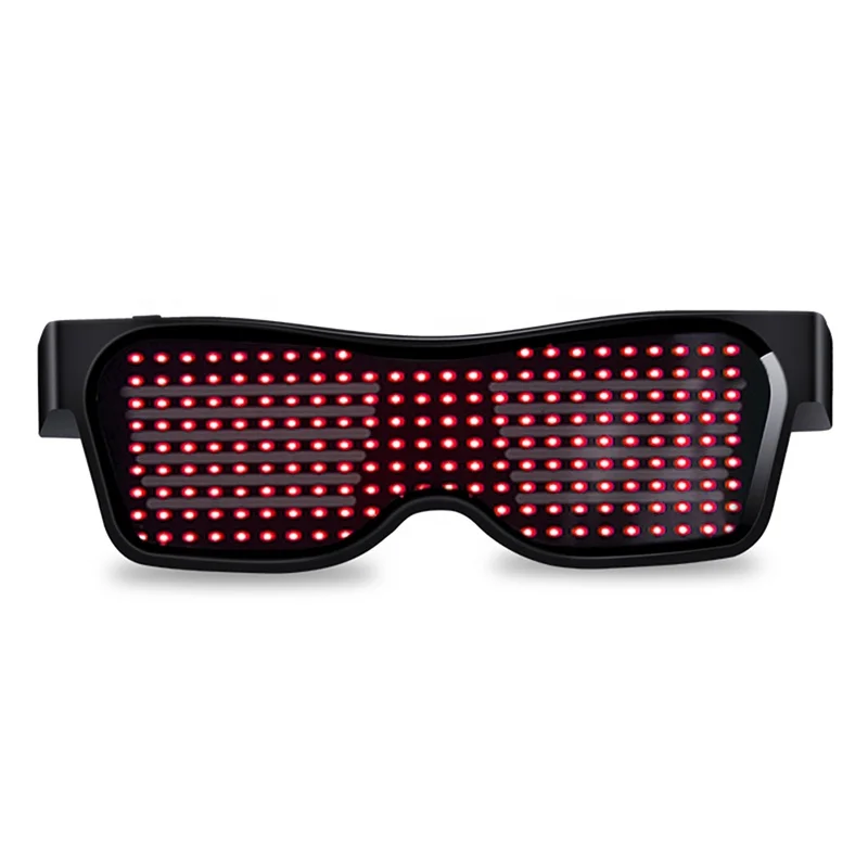 Customizable LED Light Up Glasses for Raves, Parties, Music Festivals, Halloween with USB Charging Editable APP Sunglasses