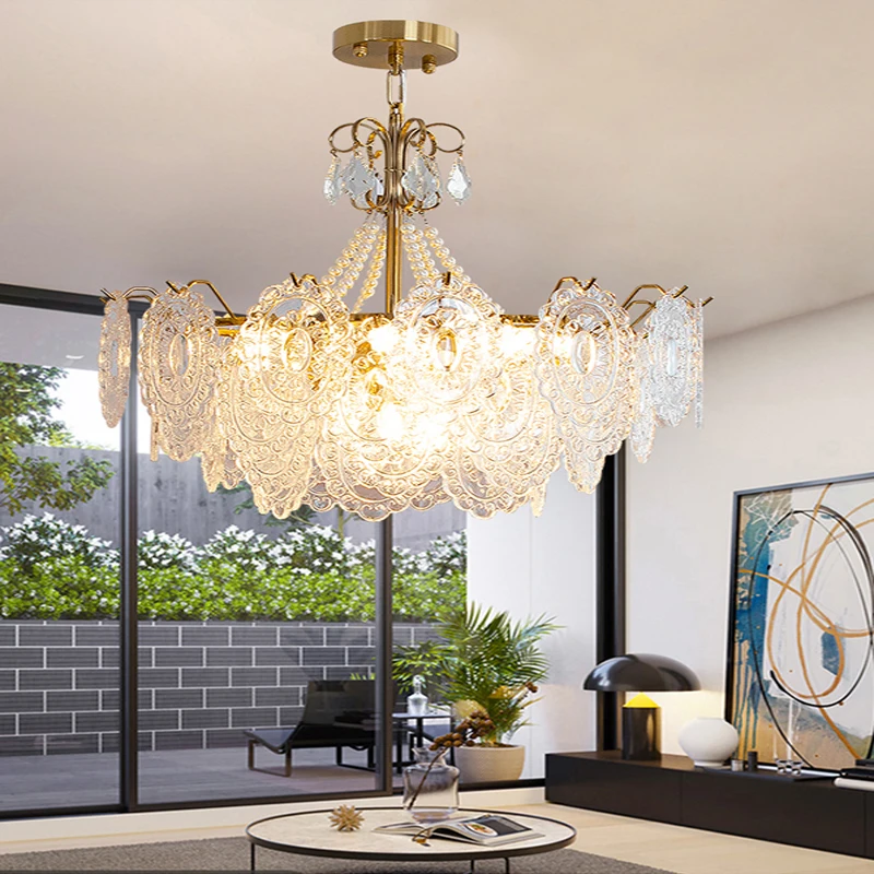 Multiple Types Classic Glass Hanging Lamps Elegant Art Glass Pendant Light for Living Room Bedroom Chandelier