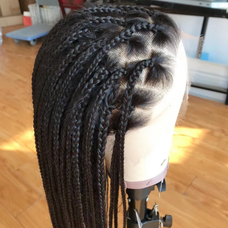 Top Quality Virgin Hair 13*4 Braided Lace Wigs Transparent Full Lace Human Hair Wigs Perruque Sans Colle For Women