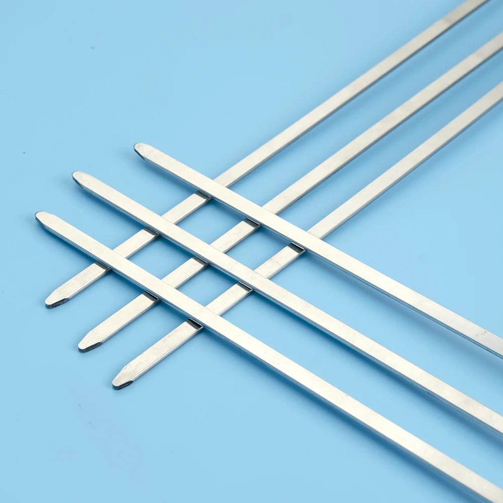 Camping bbq 9pcs reusable vegetable beef sticks metal chicken skewers for party