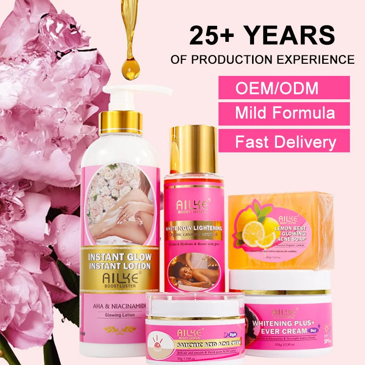 Korean Cosmetics Beauty Face Cream Soap Body Oil Lotion Lightening Vitamin C Anti Acne Ailke Skin Care Set For Women