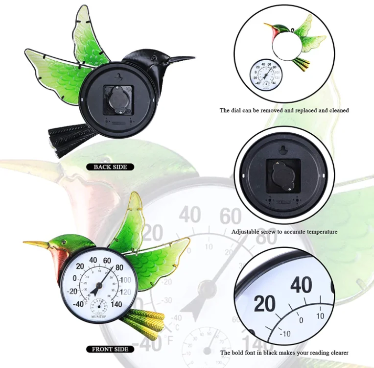 Indoor and outdoor thermometers waterproof wireless thermometer and hygrometer battery-free yard ornaments