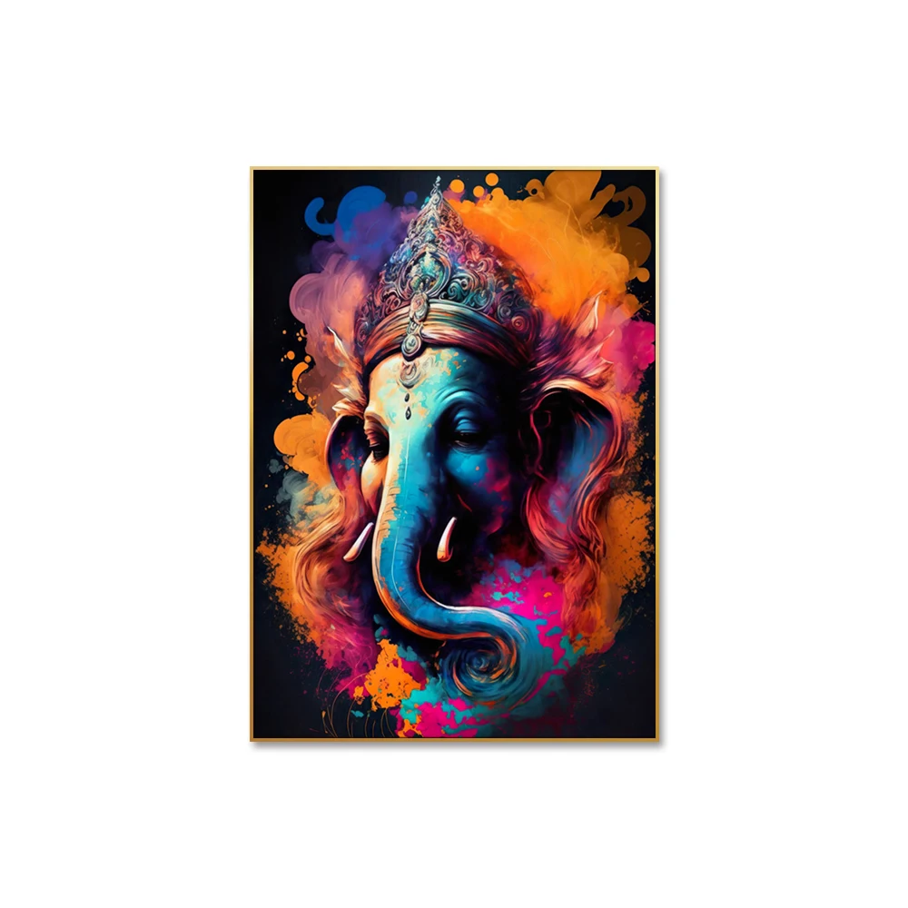 Ganesh Wall Art-Yoga Art Poster Hindu God Ganapati Painting Spiritual Art in Hinduism Wall Decorative Painting