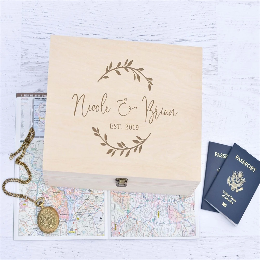 Wholesale Custom Hinges Keepsake Wooden Personalized Unfinished Handmade Pine Memory Storage Engraved Gift Box