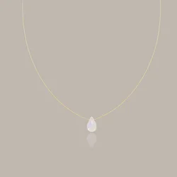 Natural Moonstone jewelry Blue Water Drop Gold Thread 18K Gold Stainless Steel Necklace Dainty Clear Quartz Necklace Women