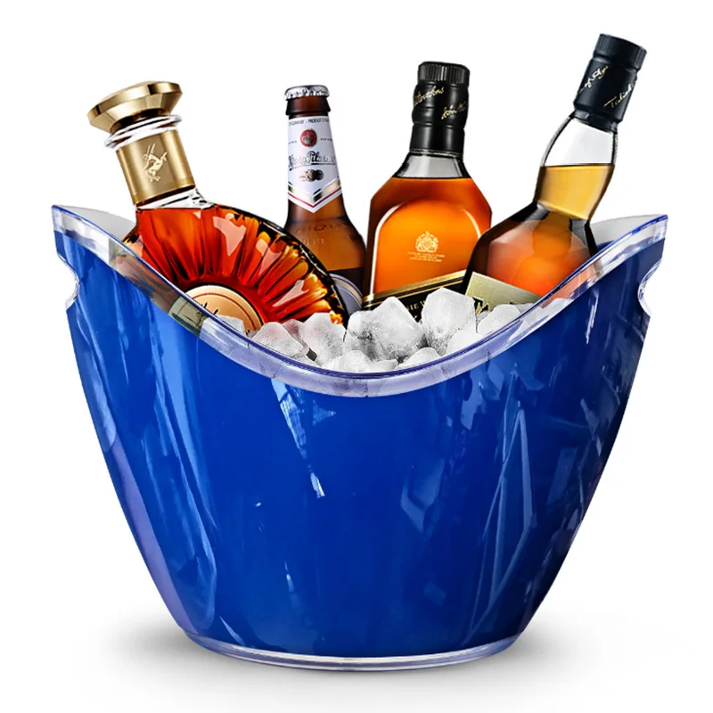 Top Seller 2024 boat shape plastic double wall blue color wine ice bucket champagne ice buckets wine cooler chiller tub