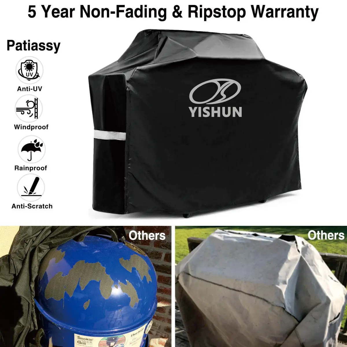 Heavy Duty 3 Layers Fabric Barbecue Protection Dust Waterproof Outdoor BBQ Grill Cover
