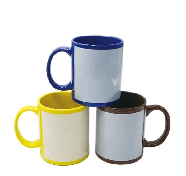 Wholesale Color glazed white patch sublimation blanks ceramic coffee printed mug
