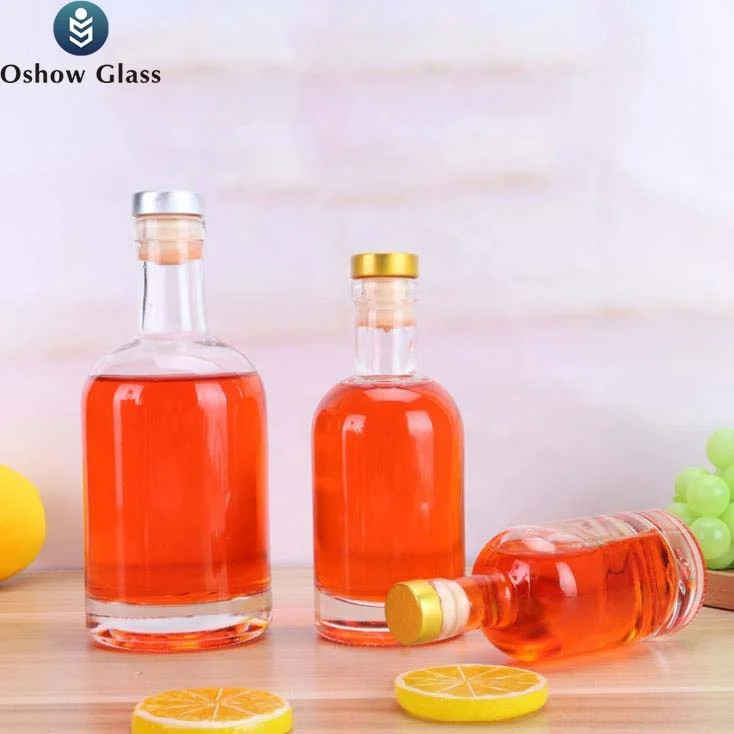 OSHOW New 50ml 100ml Clear Cylindrical  Sample Wine Bottle Glass Vodka XO Bottle With Cork