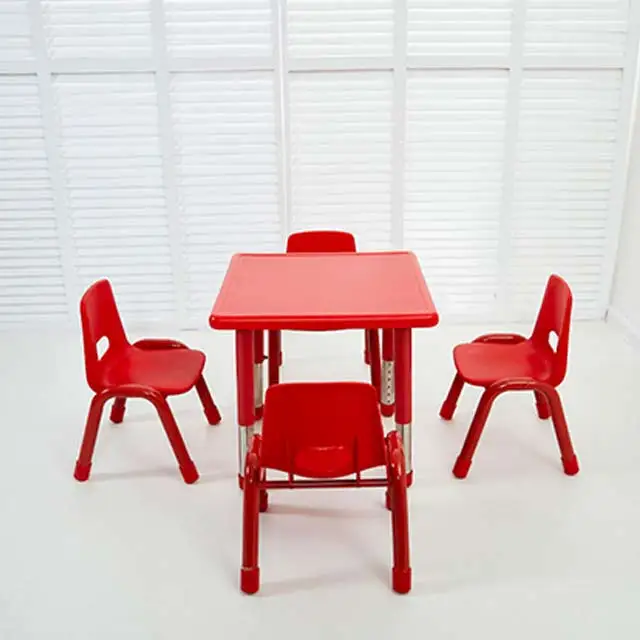 HPL height adjustable child kindergarten furniture toddler table and chair set