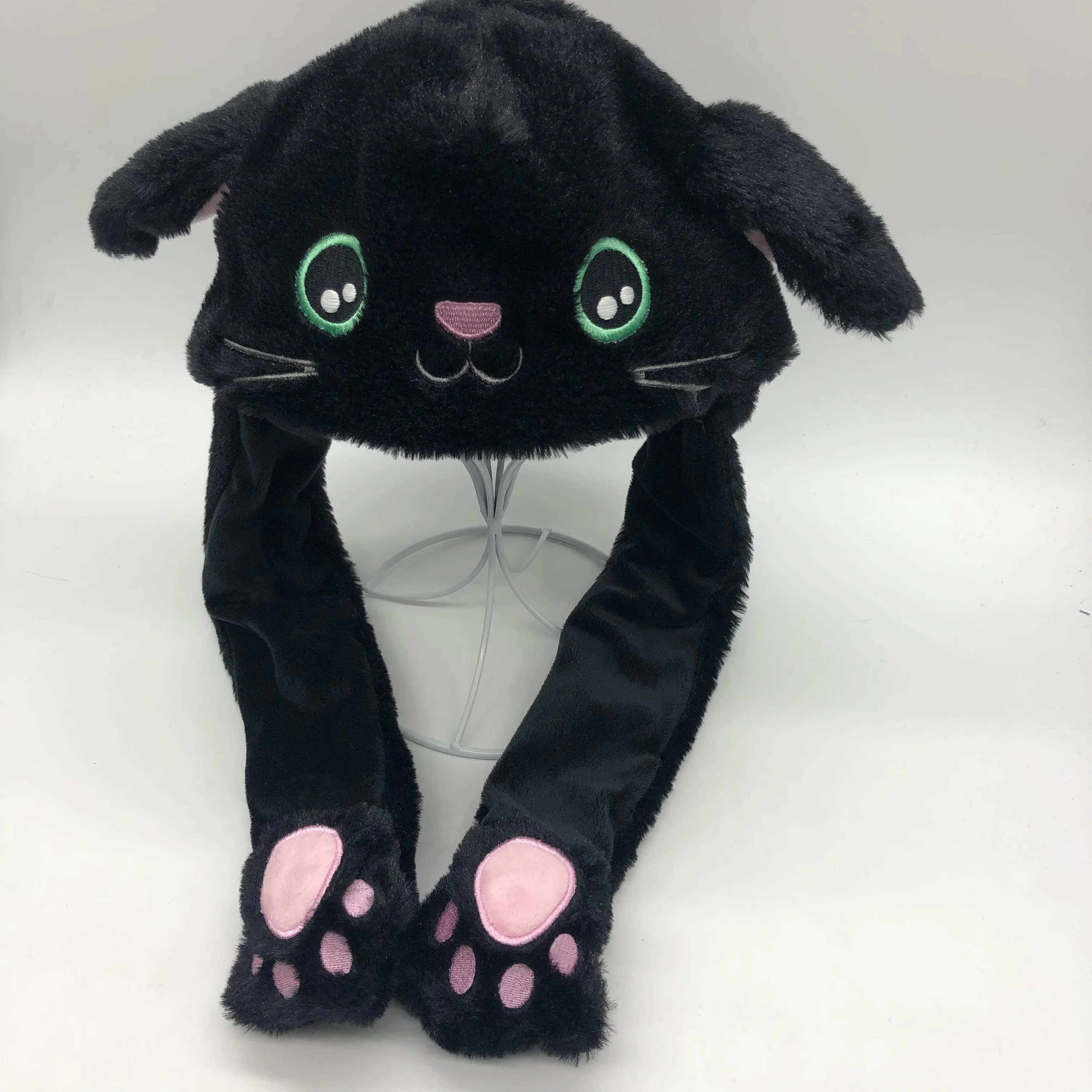 Animal Ear Plush Hat Movable Jumping Cat Ear Funny Cute Animals Toys Plush Hat
