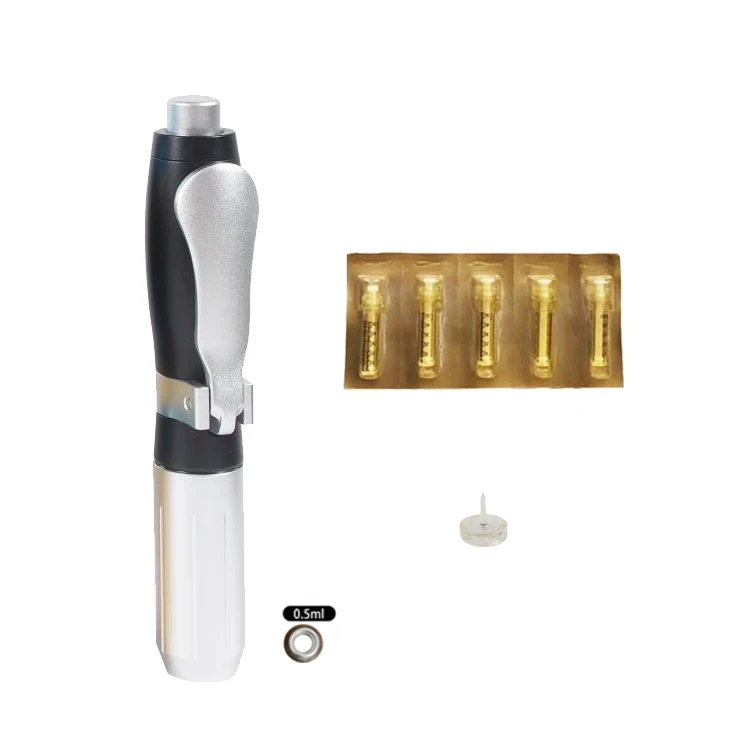 Ручка с гиалуроновой кислотой высокого давления, золотистого и серебристого цвета, 0,5 мл, с ампулами и адаптером