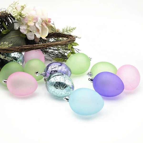 Hot selling colorful hanging eggs Easter decoration hand blown glass eggs