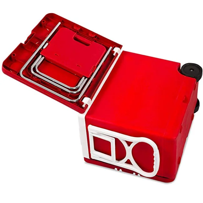 
Multi Function Rolling Cooler With Table And 2 Chairs Picnic Camping Outdoor Blue And Red 