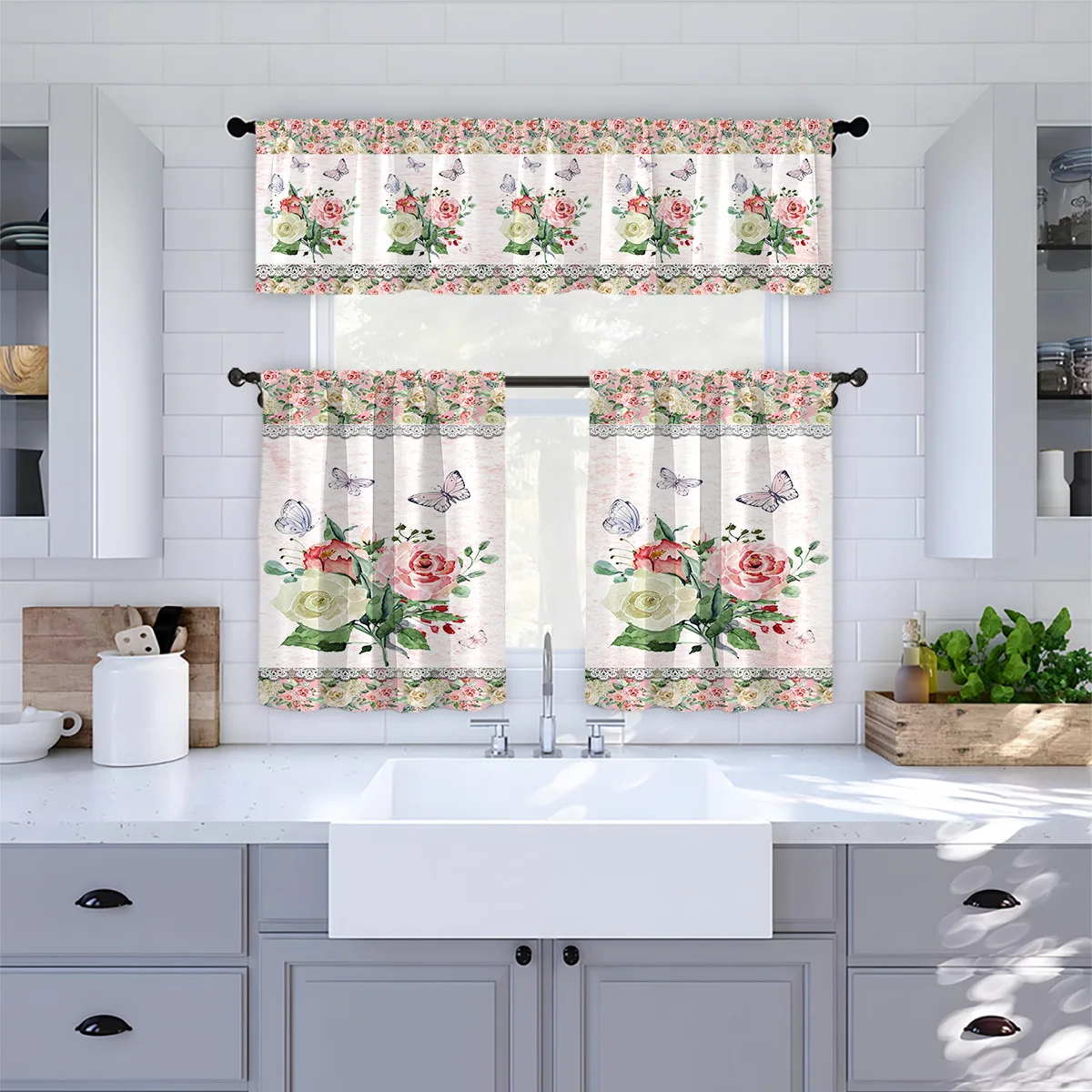 1PC customized any pattern multi-color pattern short curtain kitchen curtain half curtain small window decoration