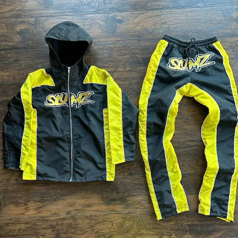 Streetwear Custom Windbreaker Tracksuit Two Piece Set Zip Up Jacket 3m Reflective Sweatsuit Nylon Zipper Sweat Track Suit Men