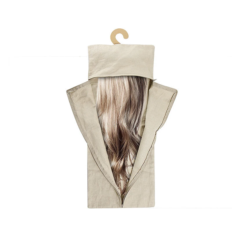 Wholesale Non Woven PVC Window Hair Extensions Storage, custom Wig Bags Packaging Hair Storage Bags With Hanger/