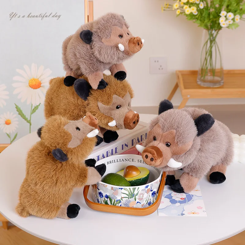Wholesale Simulation Bison Plush Stuffed Toy Popular Ugly Cute Stuffed Animal Doll Wild boar Plush Toy