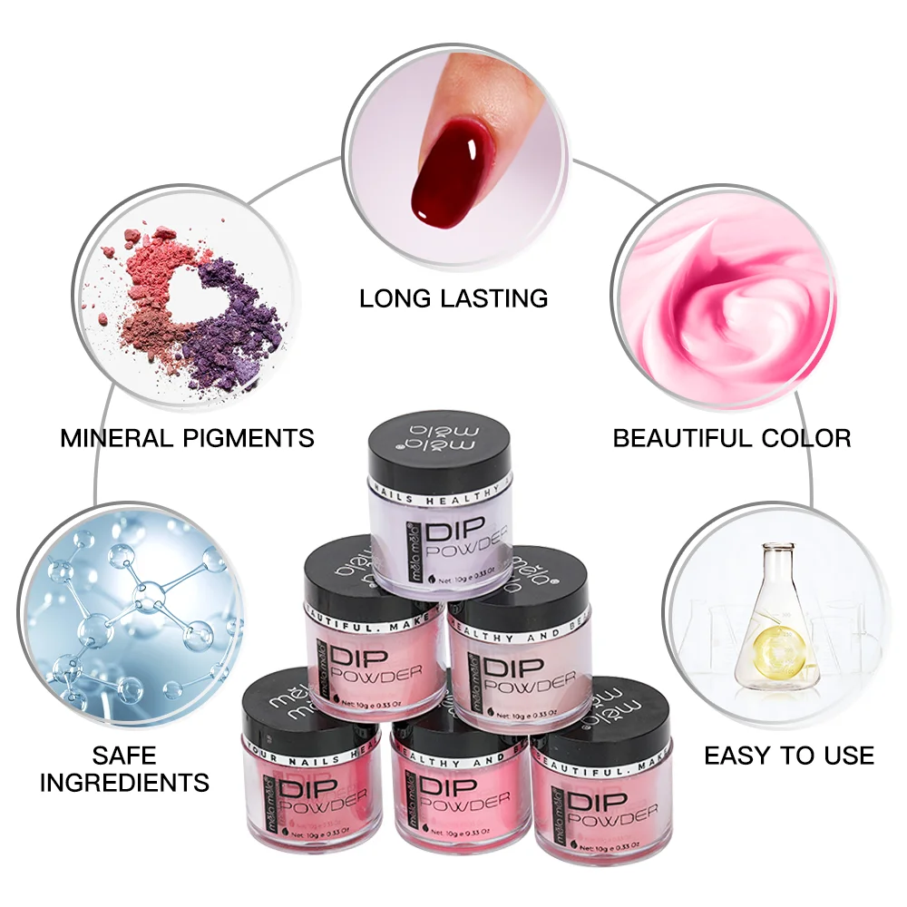 Wholesale manufacture Acrylic Dip Color powder 6 colors nail color dip powder nails kit dipping powder set