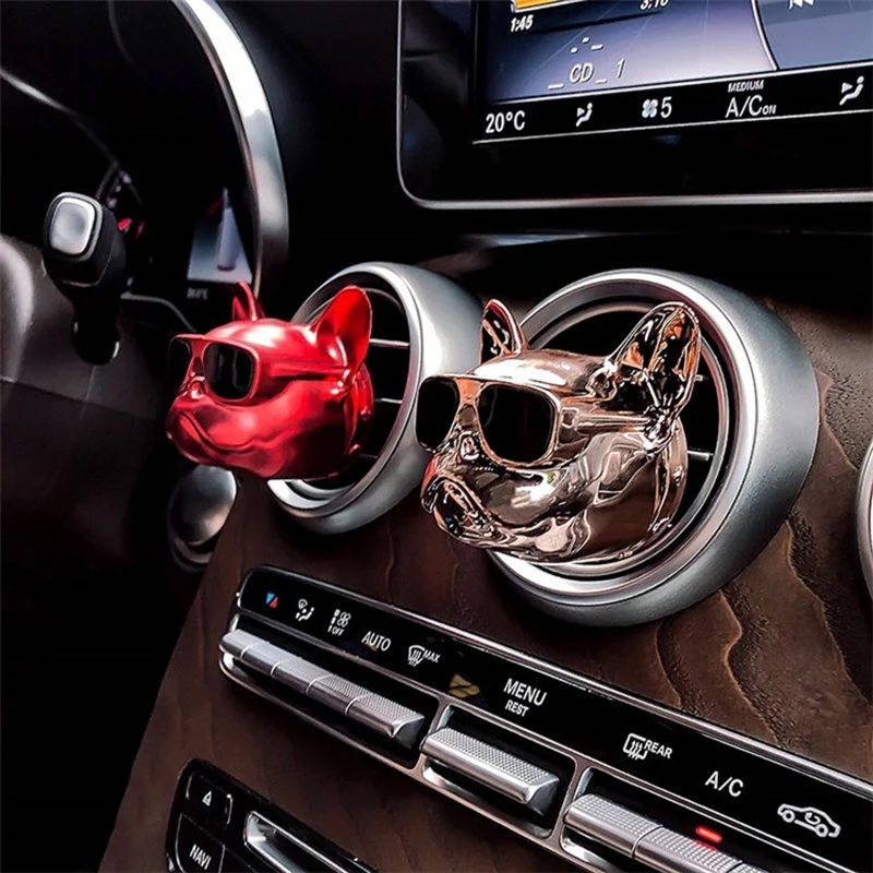 Car Dog Aromatherapy Gift Box Car Interiorair Outlet Diffuser Decoration Ornaments clip Bulldog Perfume Car Air Outlet Perfume