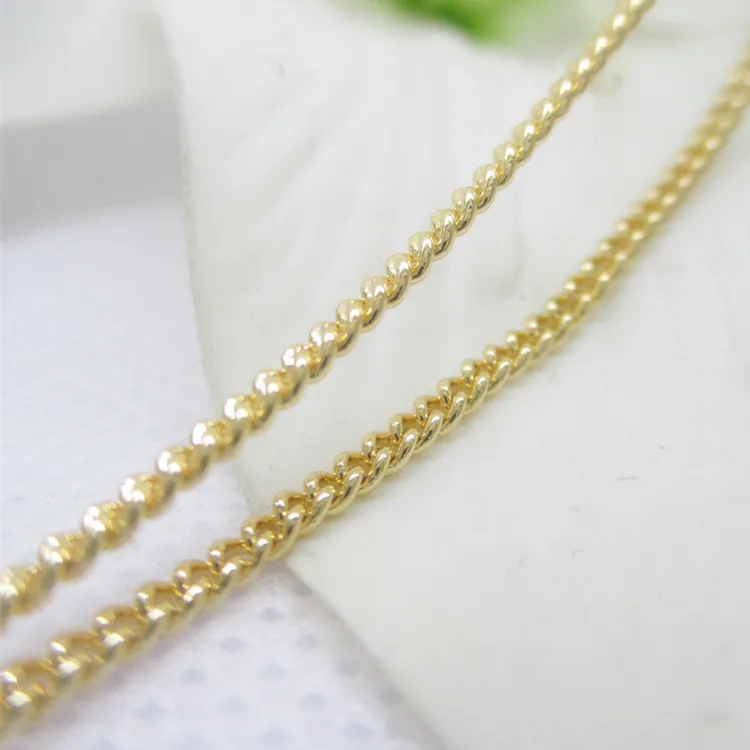 Wholesale 24K Triple Gold Plated curb chain brass body cains for jewelry making findings