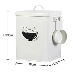 Large Capacity Pet Dry Food Storage Metal Bucket With Scoop Sealing Cover Cat Food Bin Box Dog Food Containers