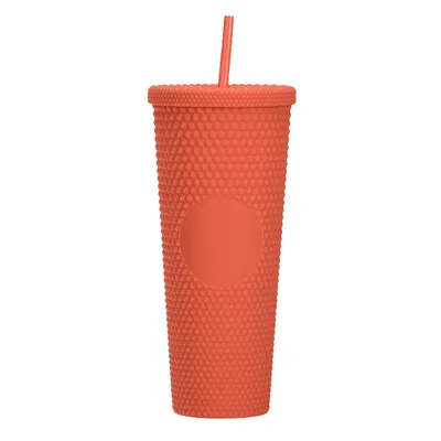 650ml double wall plastic Straw cup Rivet matte studded tumbler star buckes  cup LOGO custom