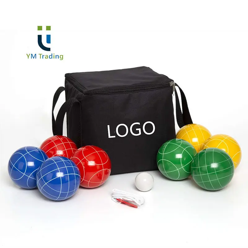 3.54 inch Bocce Ball Outdoor Yard Games Set with 8 Balls And Soft Carrying Case and Measuring Rope for Backyard Lawn Beach More