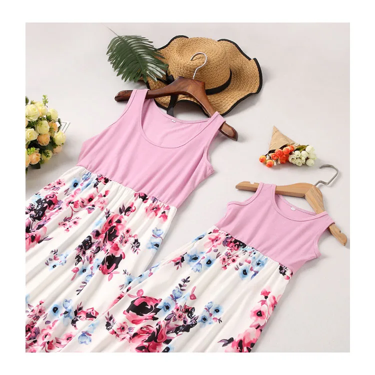 
Hot sale free shipping new summer mommy and me dress one piece sets wholesale 