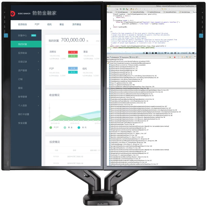 Dual Monitor Mounts Monitor Arms Stand Support, Full Motion Swivel gas spring for 10'-27' LCD Computer vesa Monitor