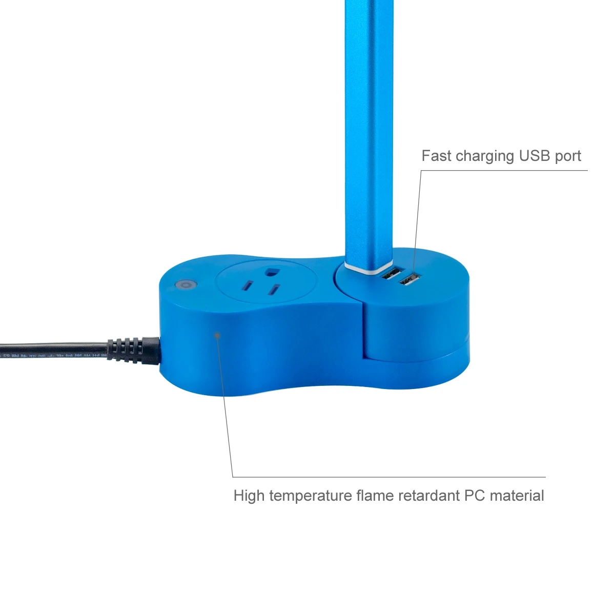EA-200-S Smart Lamp with wifi & USB Ports and Power Outlet Rotatable 170 Degree Smart LED Light for UK (Blue)